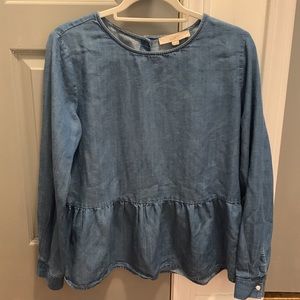 Loft Chambray Peplum top with button back detail-Size M